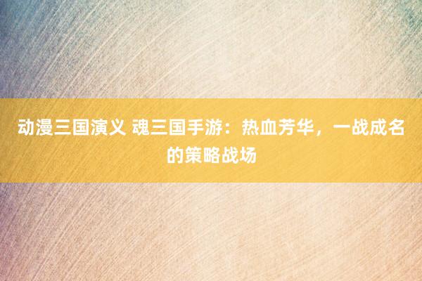 动漫三国演义 魂三国手游：热血芳华，一战成名的策略战场