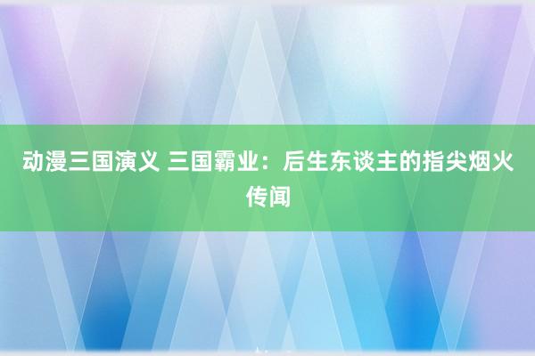 动漫三国演义 三国霸业：后生东谈主的指尖烟火传闻