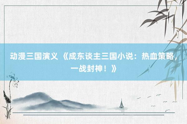 动漫三国演义 《成东谈主三国小说：热血策略，一战封神！》
