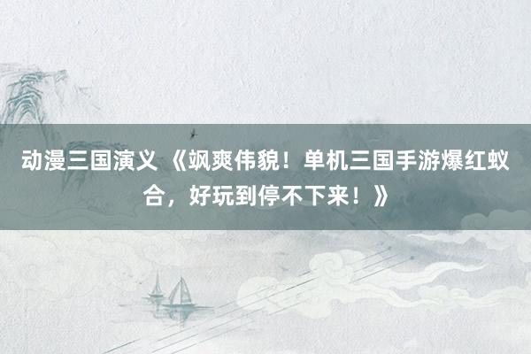 动漫三国演义 《飒爽伟貌！单机三国手游爆红蚁合，好玩到停不下来！》