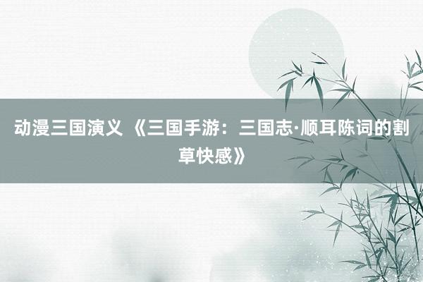 动漫三国演义 《三国手游：三国志·顺耳陈词的割草快感》