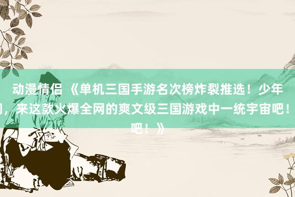 动漫情侣 《单机三国手游名次榜炸裂推选！少年们，来这款火爆全网的爽文级三国游戏中一统宇宙吧！》
